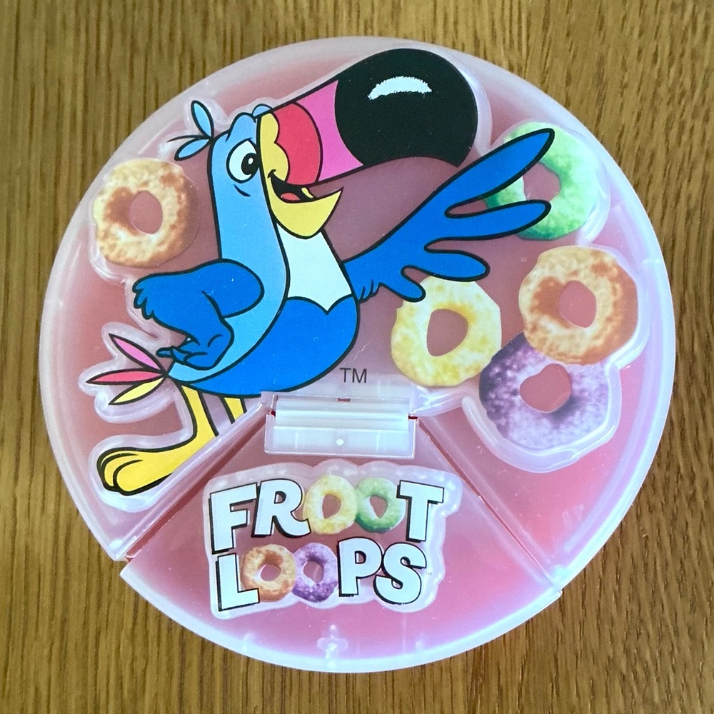 Kellogg’s Froot Loops Toucan Sam Cereal Bowl/Snack Container w/Lid RARE 2000